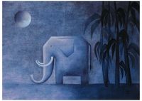 Der blaue Elefant 50 x 35 cm, &Ouml;l auf Papier 2004